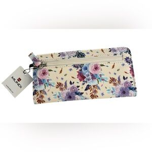NWT Mundi Floral Print Wallet in Cream and Purple Floral